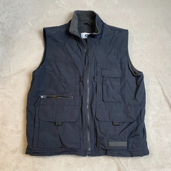 Old Navy Black Utility Vest S Nylon Shell Polyester Rayon Lining - Picture 8 of 9